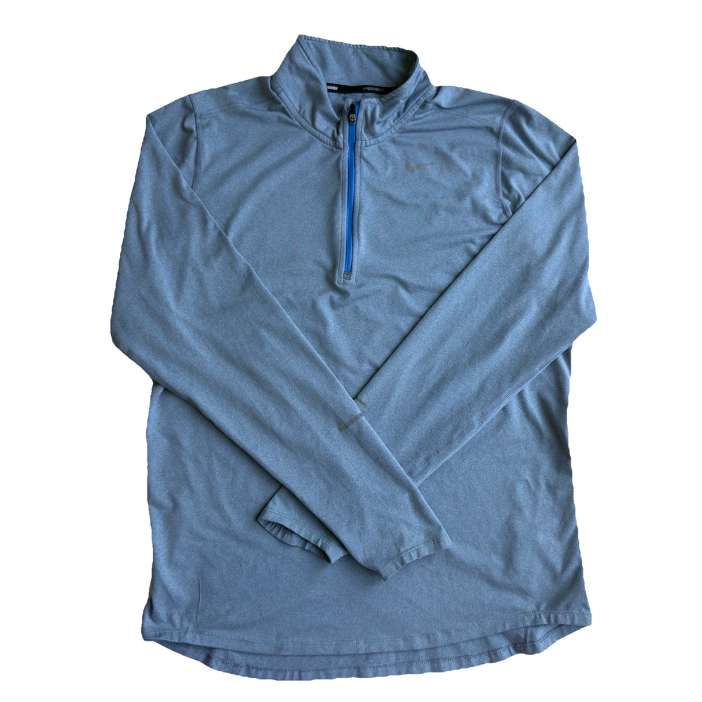 Nike Running Dri-Fit Element 1/2 Zip Running Top Mens Size L Blue Heather Silver